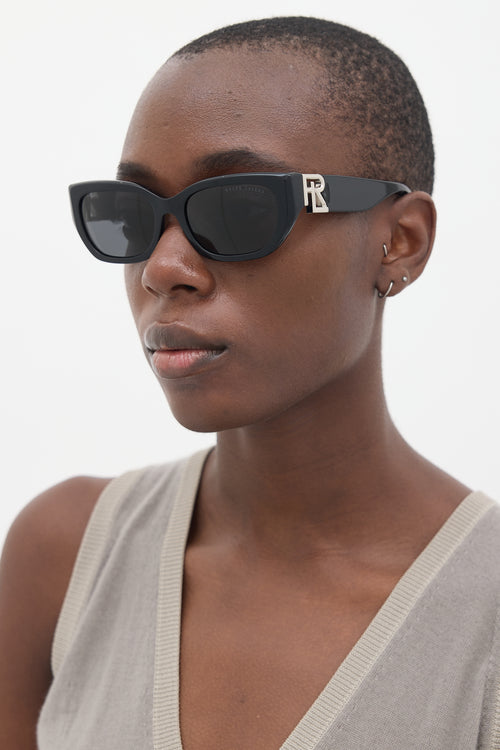 Ralph Lauren Black RL8222 Logo Oval Sunglasses