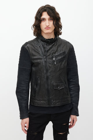 Ralph Lauren Black Leather 
Suede Zip Jacket