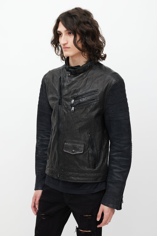 Ralph Lauren Black Leather 
Suede Zip Jacket