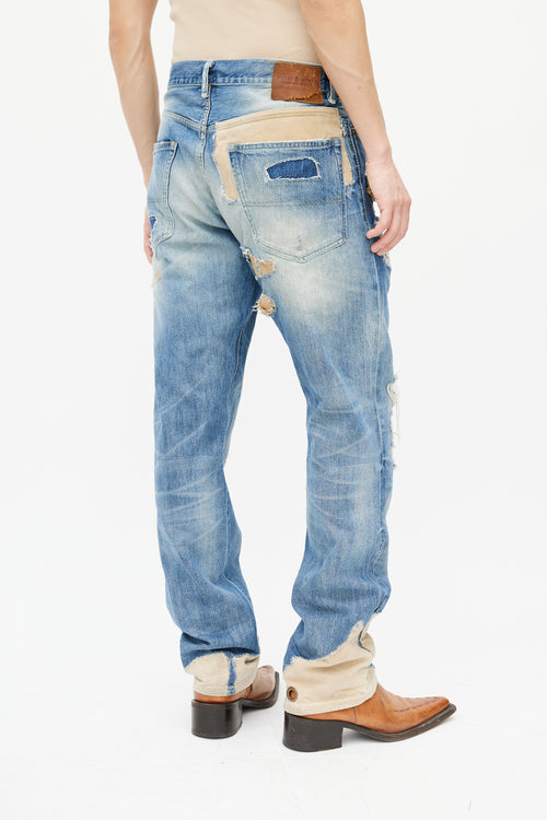 Ralph Lauren Blue Distressed Patch Work Jeans