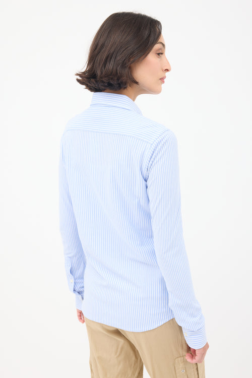 Ralph Lauren Polo Light Blue 
White Striped Logo Shirt