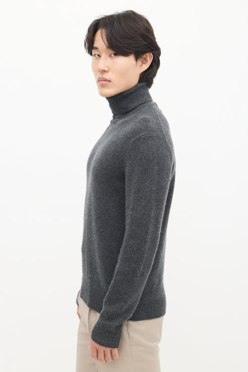 Dark Grey Cashmere Turtleneck Sweater