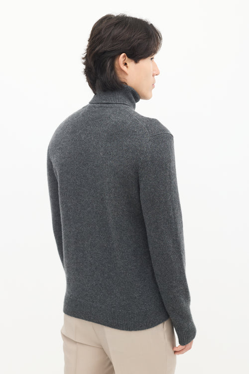 Dark Grey Cashmere Turtleneck Sweater