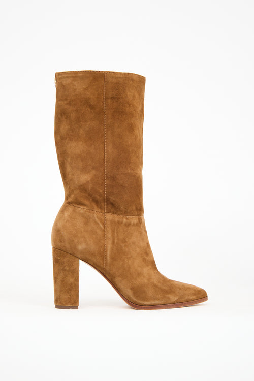 Ralph Lauren Lauren Brown Suede Mid Calf Boot