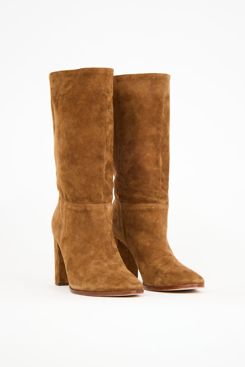 Ralph Lauren Lauren Brown Suede Mid Calf Boot