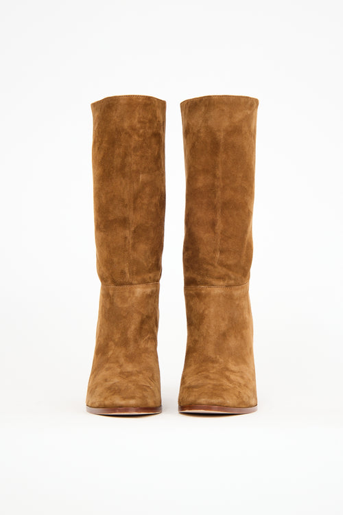 Ralph Lauren Lauren Brown Suede Mid Calf Boot