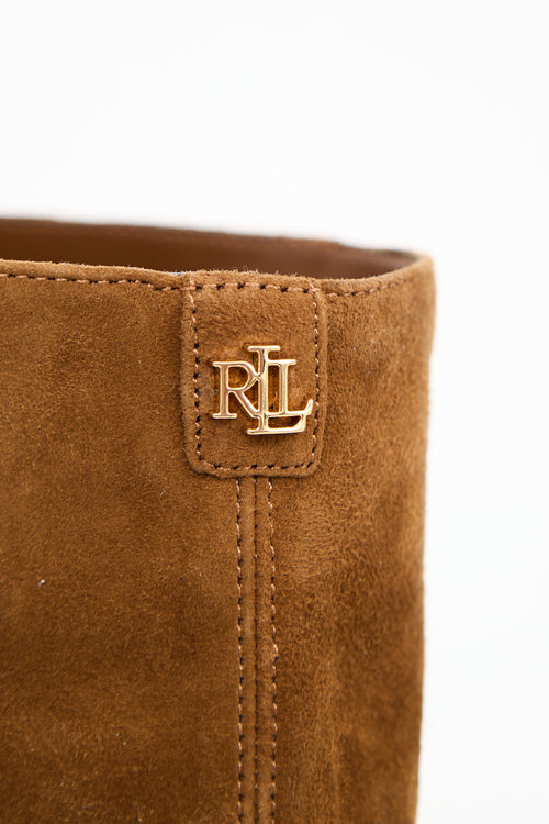 Ralph Lauren Lauren Brown Suede Mid Calf Boot