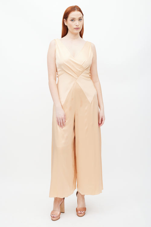 Ralph Lauren Orange Satin Wide Leg Jumpsuit