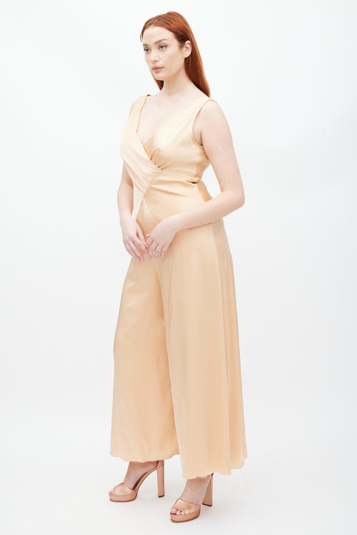 Ralph Lauren Orange Satin Wide Leg Jumpsuit