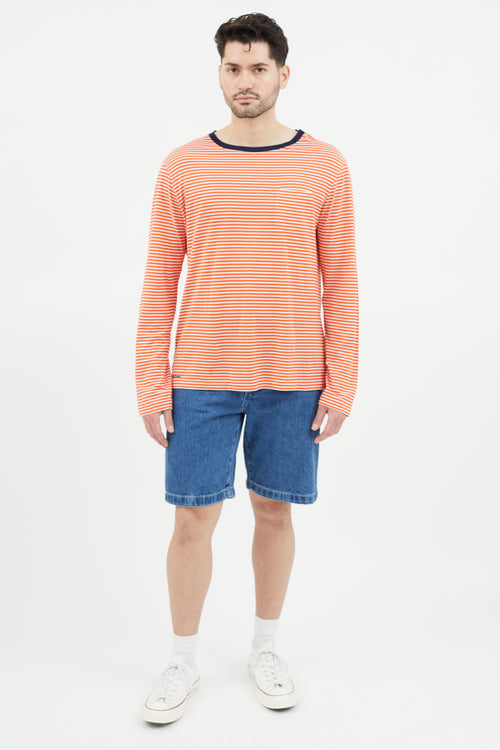 Ralph Lauren Orange 
White Striped T-Shirt