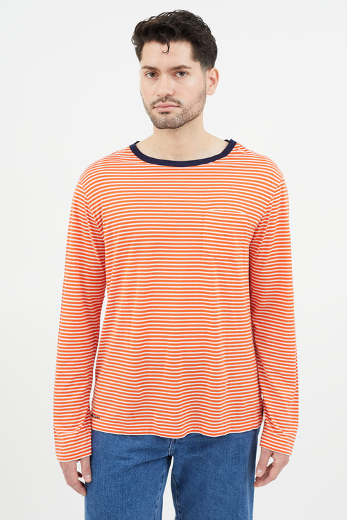 Ralph Lauren Orange 
White Striped T-Shirt