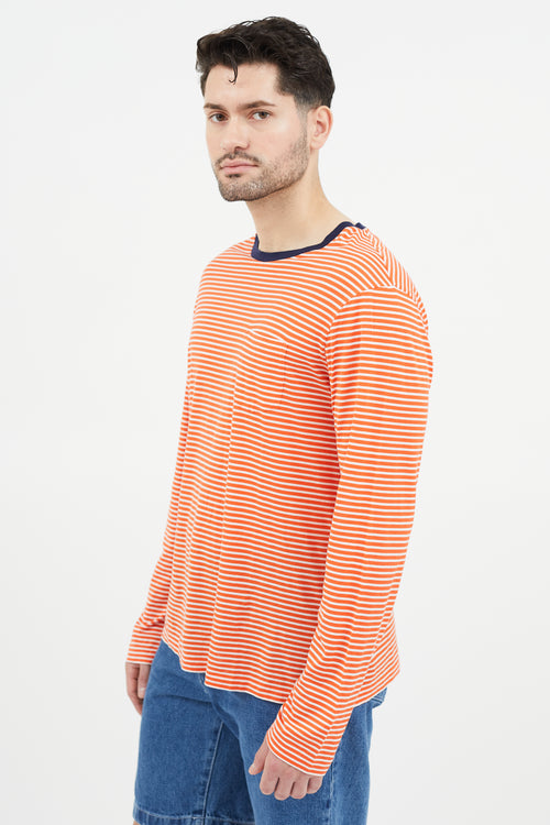 Ralph Lauren Orange 
White Striped T-Shirt