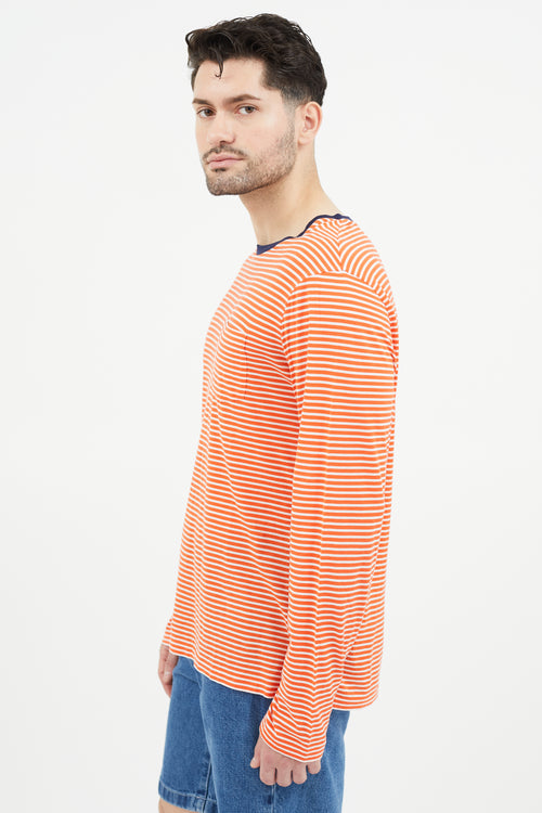 Ralph Lauren Orange 
White Striped T-Shirt