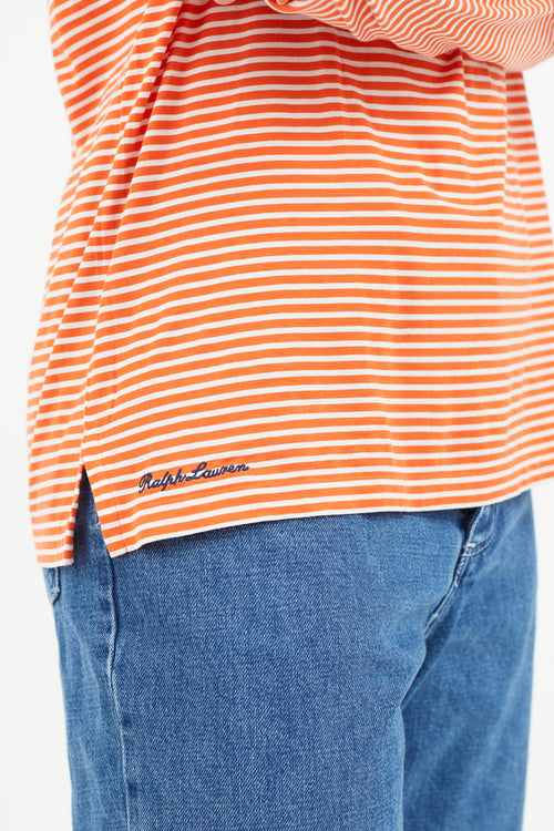 Ralph Lauren Orange 
White Striped T-Shirt