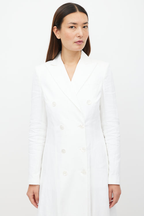 Ralph Lauren White Linen Double Breasted Coat