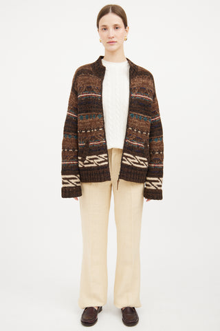 Brown 
Multi Zip Knit Jacket