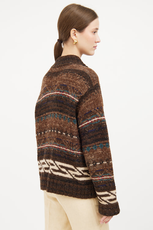 Brown 
Multi Zip Knit Jacket