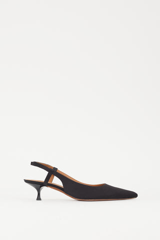 Ralph Lauren Polo Black Satin Slingback Heel