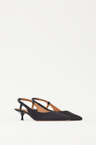 Ralph Lauren Polo Black Satin Slingback Heel