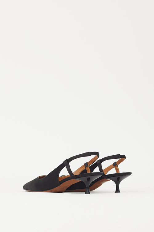 Ralph Lauren Polo Black Satin Slingback Heel