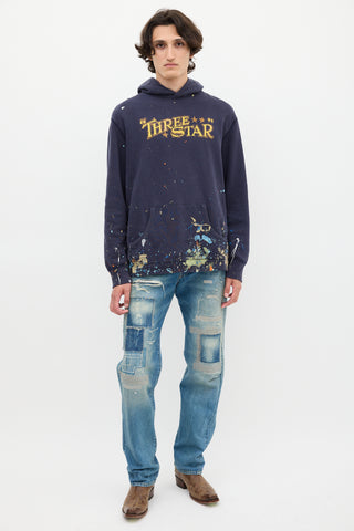 Ralph Lauren Polo Navy 
Multicolour Paint Splatter Hoodie