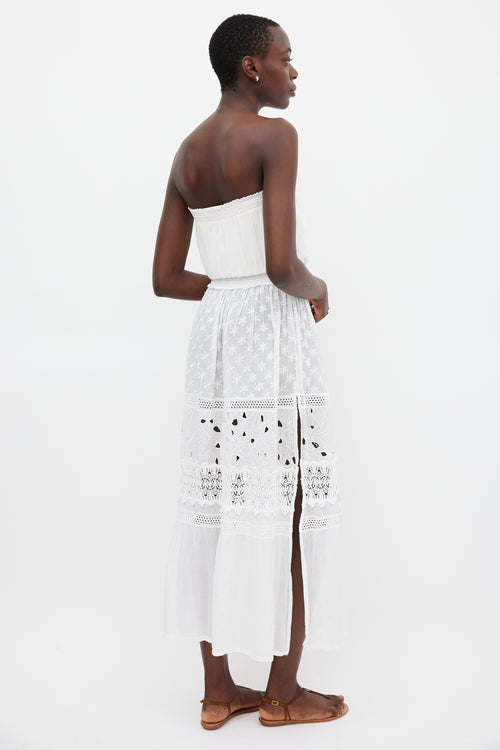 Ramy Brook White Tiered Floral Eyelet Dress