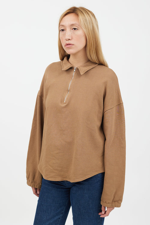 Raquel Allegra Brown Quarter Zip Up Sweater