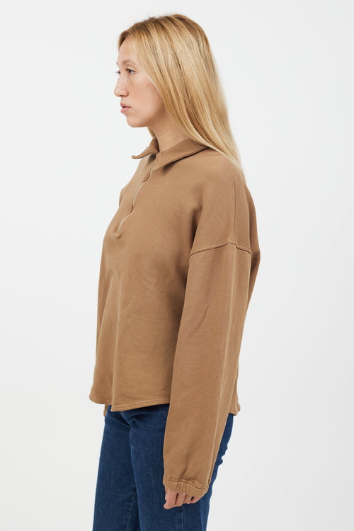 Raquel Allegra Brown Quarter Zip Up Sweater