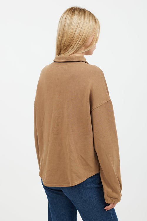 Raquel Allegra Brown Quarter Zip Up Sweater