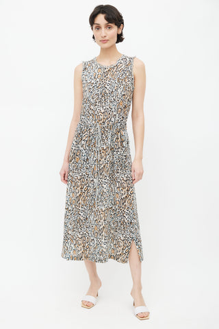 Raquel Allegra Brown Silk Print Dress