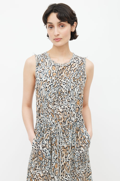 Raquel Allegra Brown Silk Print Dress