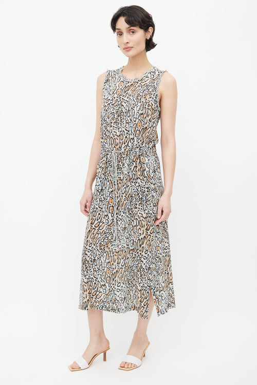 Raquel Allegra Brown Silk Print Dress