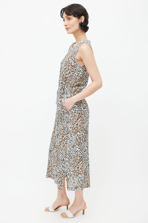 Raquel Allegra Brown Silk Print Dress