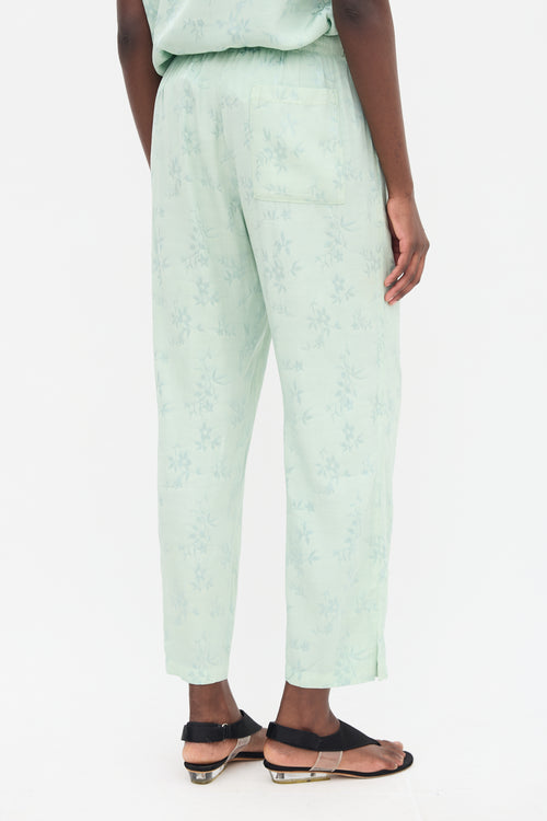 Raquel Allegra Green Satin Floral Jacquard Set