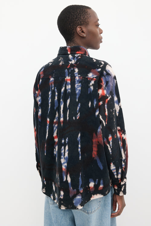 Raquel Allegra Navy 
Multi Corduroy Printed Two Pocket Shirt