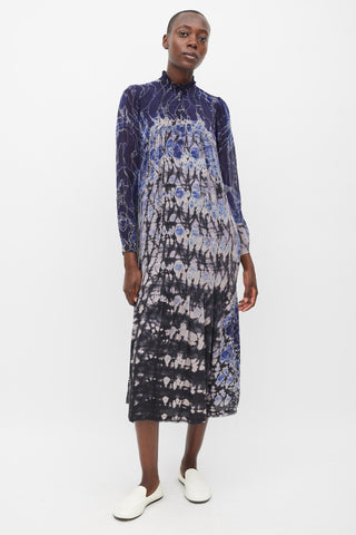 Raquel Allegra Navy 
Multicolour Silk Tie Dye Dress