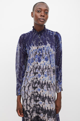 Raquel Allegra Navy 
Multicolour Silk Tie Dye Dress