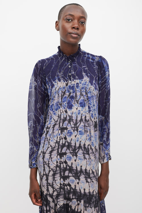 Raquel Allegra Navy 
Multicolour Silk Tie Dye Dress