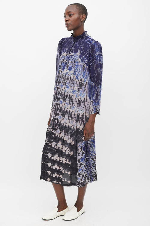 Raquel Allegra Navy 
Multicolour Silk Tie Dye Dress