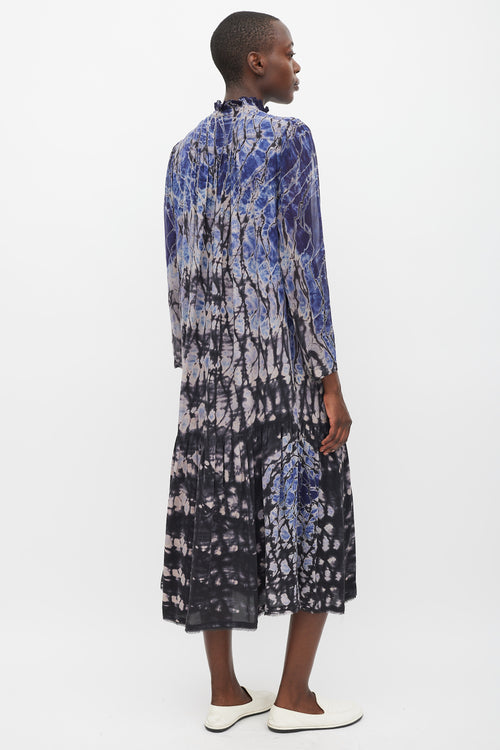 Raquel Allegra Navy 
Multicolour Silk Tie Dye Dress