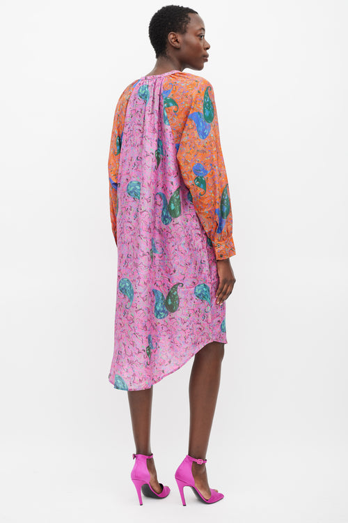 Raquel Allegra Pink 
Multicolour Printed Button Up Dress