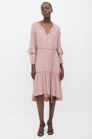 Raquel Allegra Pink Tiered Tie Waist Dress