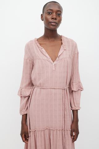 Raquel Allegra Pink Tiered Tie Waist Dress