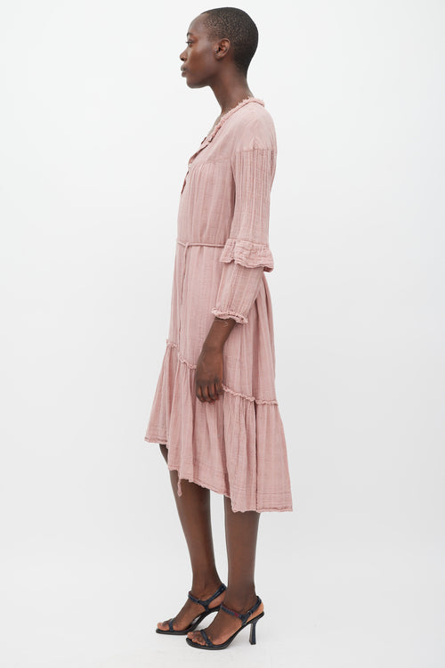 Raquel Allegra Pink Tiered Tie Waist Dress