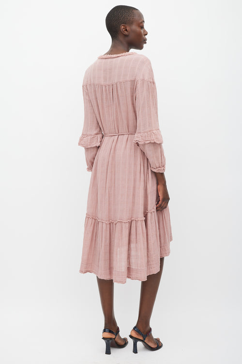 Raquel Allegra Pink Tiered Tie Waist Dress