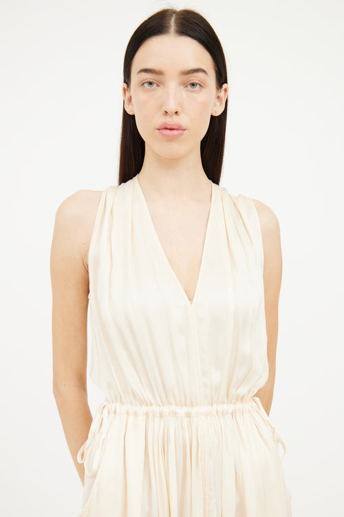 Raquel Allegra Cream Silk Sleeveless Maxi Dress