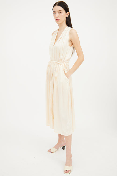 Raquel Allegra Cream Silk Sleeveless Maxi Dress