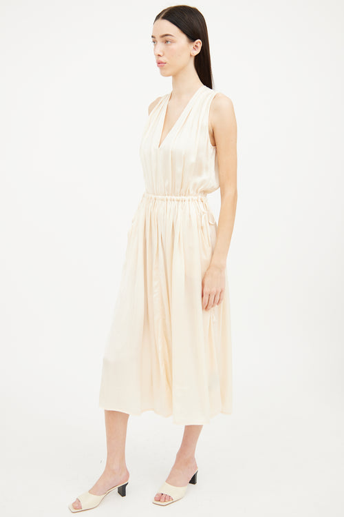 Raquel Allegra Cream Silk Sleeveless Maxi Dress