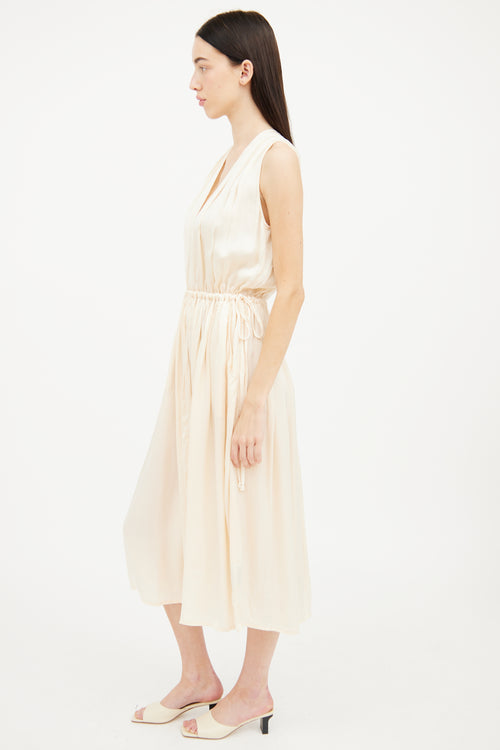 Raquel Allegra Cream Silk Sleeveless Maxi Dress