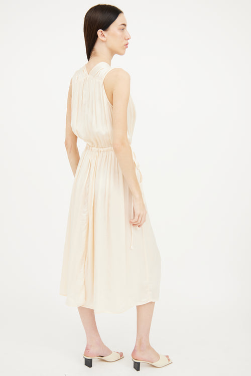 Raquel Allegra Cream Silk Sleeveless Maxi Dress